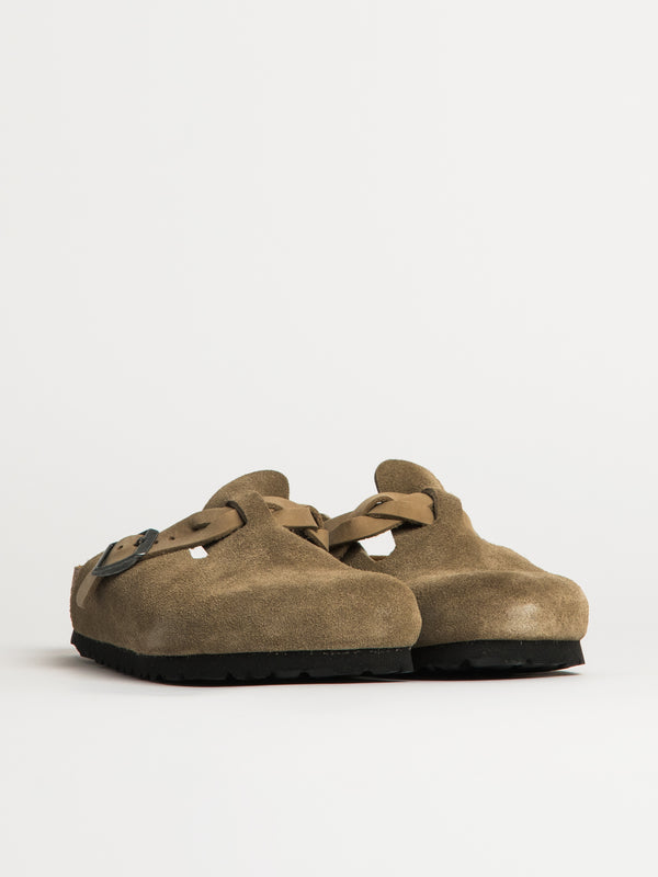 BIRKENSTOCK WOMENS BIRKENSTOCK BOSTON BRAIDED SUEDE CLOG - TAUPE - Blackwell Supply Co.