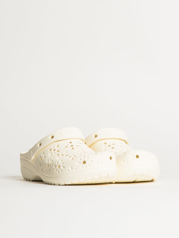 CROCS WOMENS CROCS CLASSIC FLORAL CUTOUT CLOG - CHALK - Blackwell Supply Co.